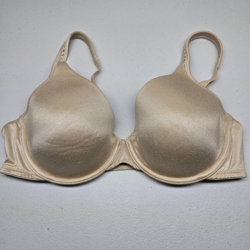 Vanity Fair Women Bra 34D Beige T Shirt Underwired Adjustable Straps